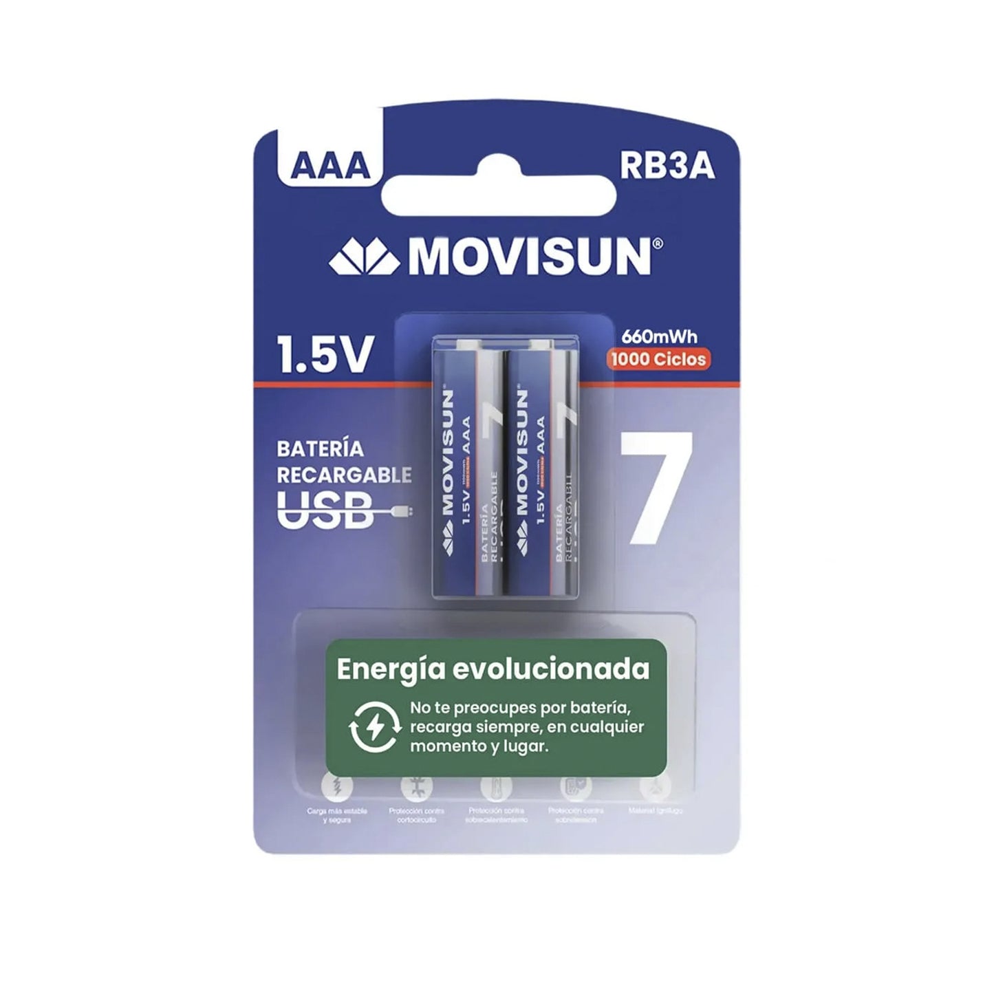 Batería Recargable USB-C AAA Movisun