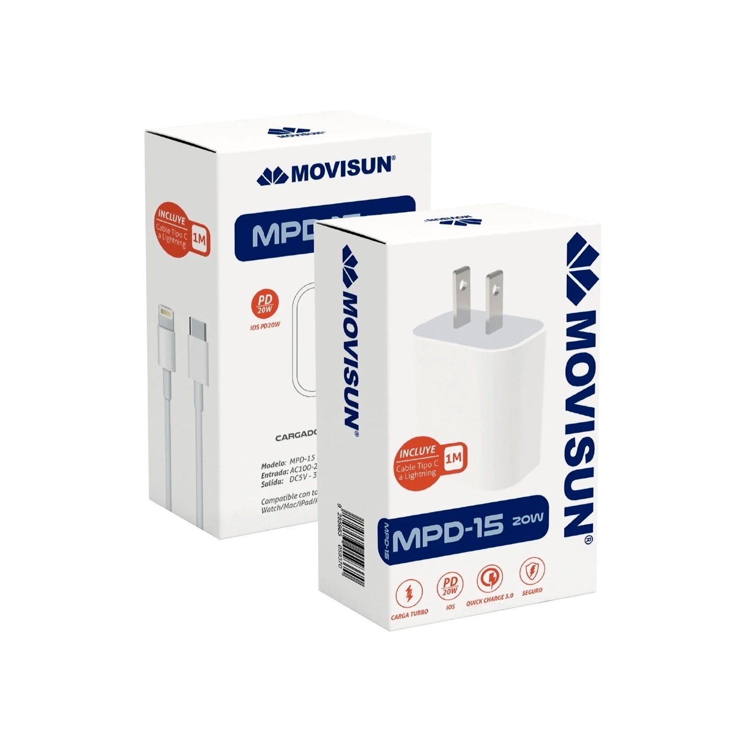 Cargador Movisun MP-15 20w USB-C a Lightning