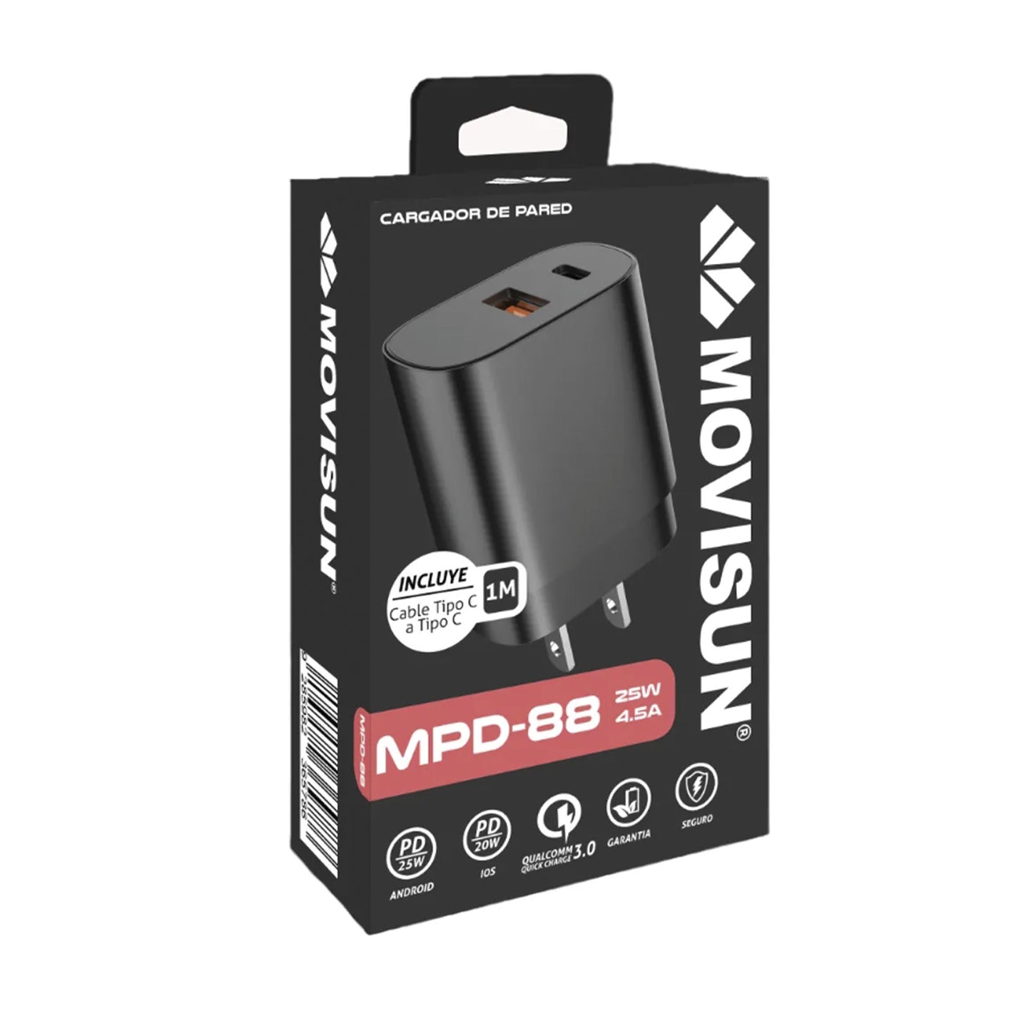 Cargador Movisun Tipo C 25W MPD-88